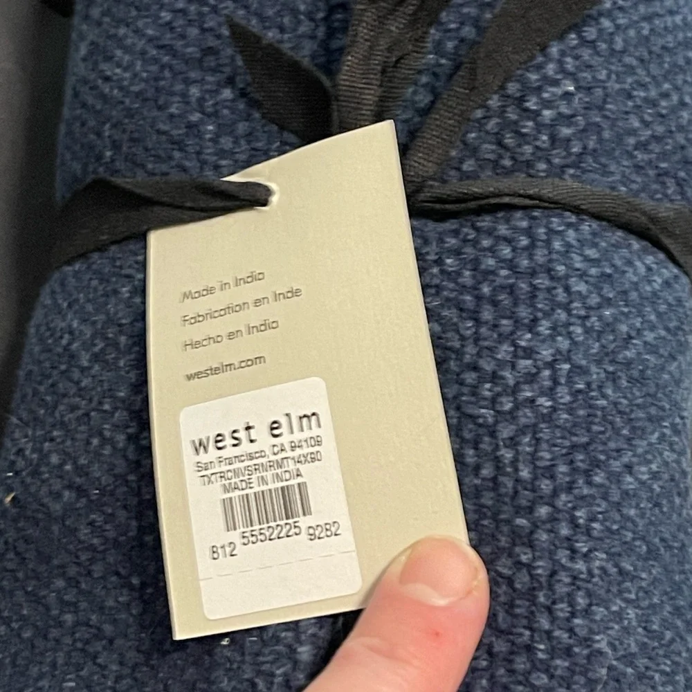 NWT WEST ELM textured canvas cotton runner